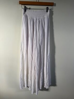 Manaola White Wide-Leg Smocked Waist Pants XS